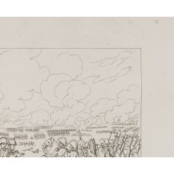 Gravure de 1876 - Vue de la bataille de Wagram - Napoléon Bonaparte - 4