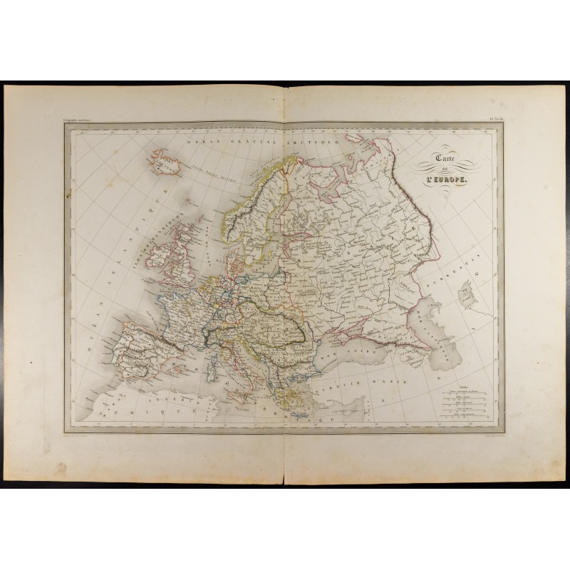 Gravure de 1846 - Carte de l'Europe - 1