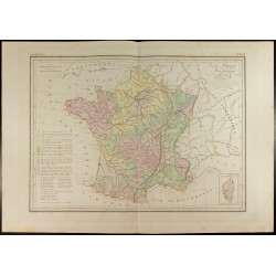 Gravure de 1846 - Carte physique et Minéralogique de la France - 1