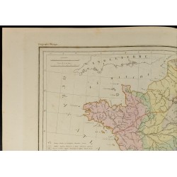 Gravure de 1846 - Carte physique et Minéralogique de la France - 2