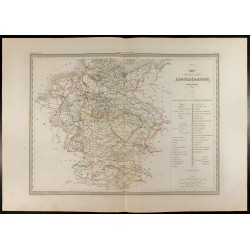 Gravure de 1846 - Carte de la confédération germanique - 1