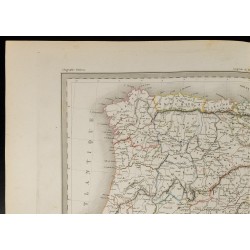 Gravure de 1846 - Carte de l'Espagne et Portugal - 2