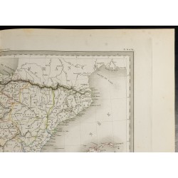 Gravure de 1846 - Carte de l'Espagne et Portugal - 3