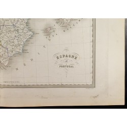 Gravure de 1846 - Carte de l'Espagne et Portugal - 5