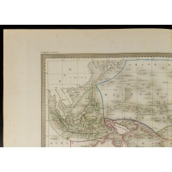 Gravure de 1846 - Carte de l'Océanie - Australie - 2