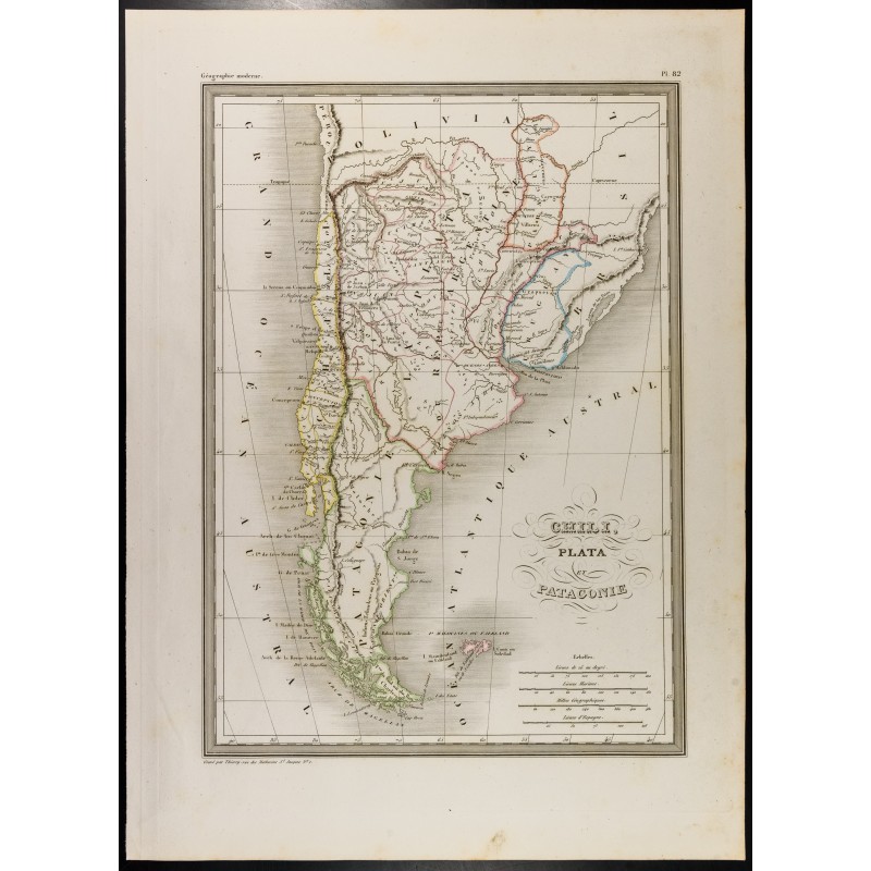 Gravure de 1846 - Carte de la pointe de l'Amérique du sud - 1