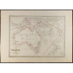 Gravure de 1846 - Carte de la Malénésie ou Nouvelle Hollande - 1