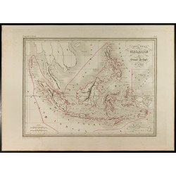 Gravure de 1846 - Carte de la Malaisie ou Grand archipel d'Asie - 1