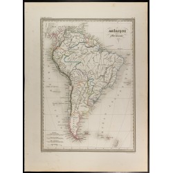Gravure de 1846 - Carte de l'Amérique Méridionale - 1