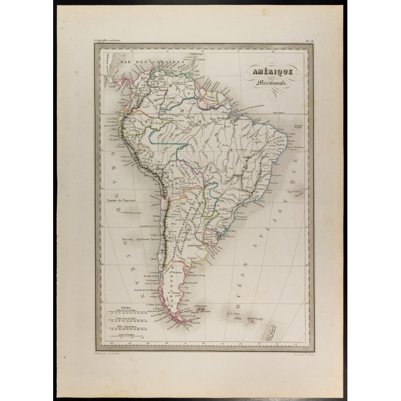 Gravure de 1846 - Carte de l'Amérique Méridionale - 1