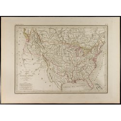 Gravure de 1846 - Carte des États-Unis d'Amérique - 1