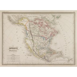 Gravure de 1846 - Carte de l'Amérique septentrionale - 2