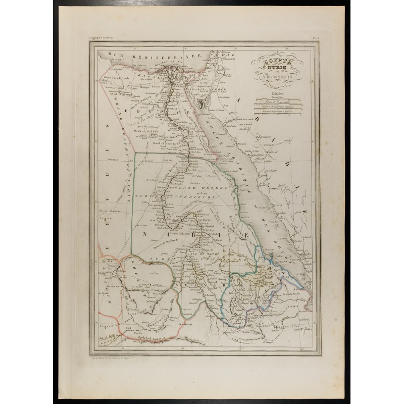 Gravure de 1846 - Carte de l'Égypte Nubie et Abyssinie - 1