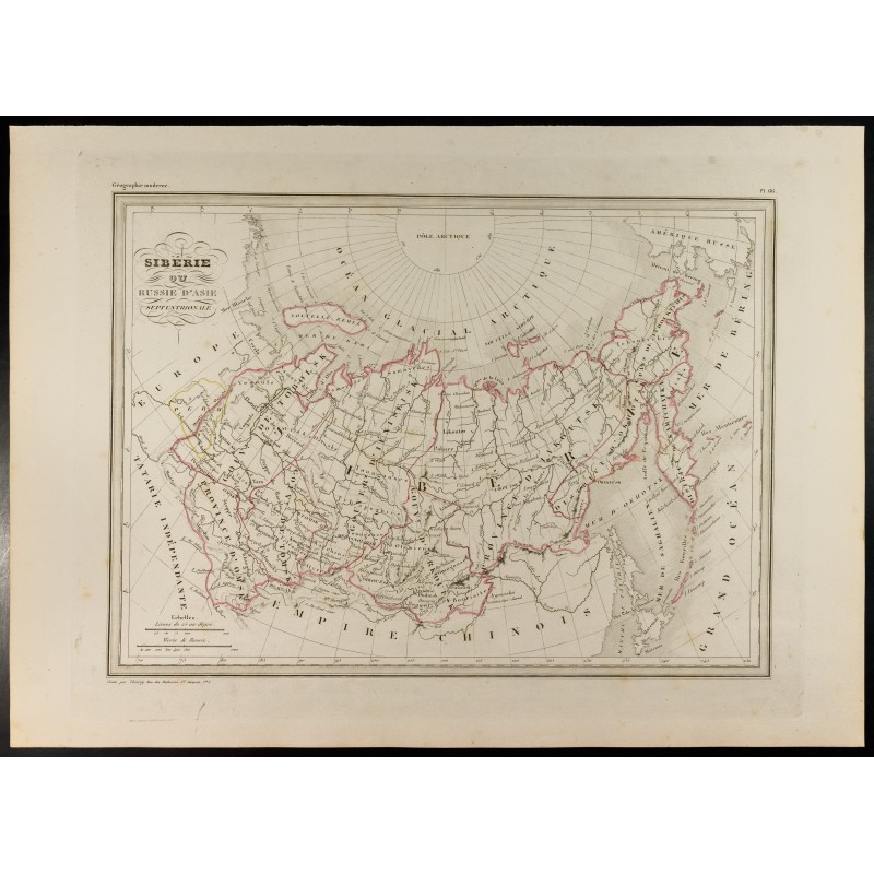Gravure de 1846 - Carte de Sibérie ou Russie d'Asie - 1