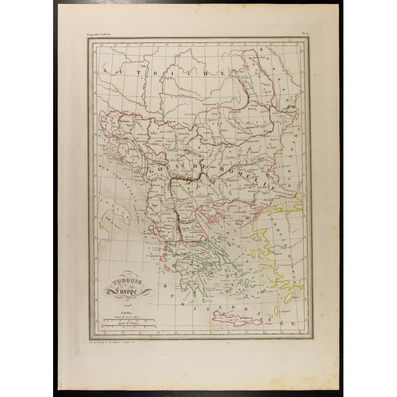 Gravure de 1846 - Carte de la Turquie d'Europe - 1