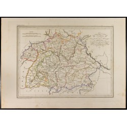 Gravure de 1846 - Allemagne comprenant la Bavière, le Wurtemberg et le Grand Duché de Bade - 1