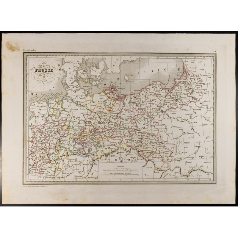 Gravure de 1846 - Carte de la Prusse - 1