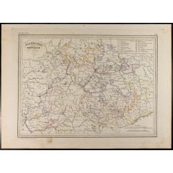 Gravure de 1846 - Carte de l'Allemagne centrale - 1