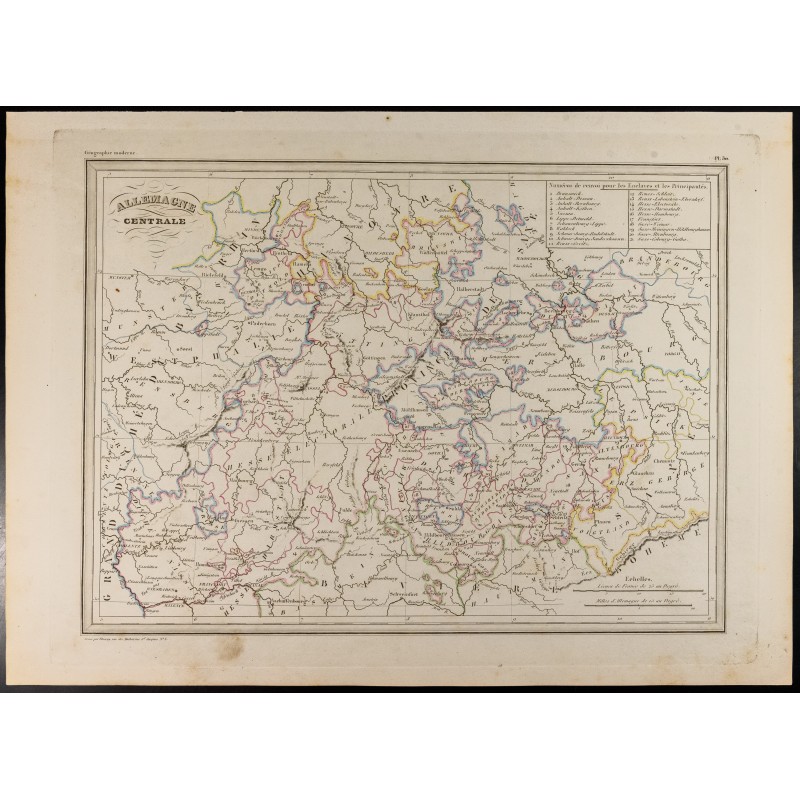 Gravure de 1846 - Carte de l'Allemagne centrale - 1