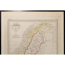 Gravure de 1846 - Carte de la Suède et Norvège - 2