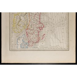 Gravure de 1846 - Carte de la Suède et Norvège - 3