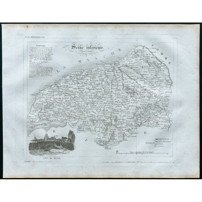Gravure de 1830 - Carte ancienne de la Seine-Maritime - 1