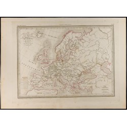 Gravure de 1846 - Europe après l'invasion des barbares au 3ème siècle - 1