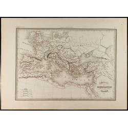 Gravure de 1846 - Empire Romain sous Constantin et sous Trajan - 1