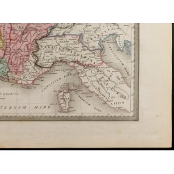 Gravure de 1846 - Carte des Gaules divisée en Provinces Romaines - 5