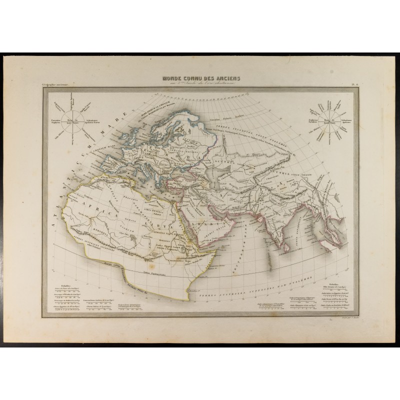 Gravure de 1846 - Monde connu des anciens - 1