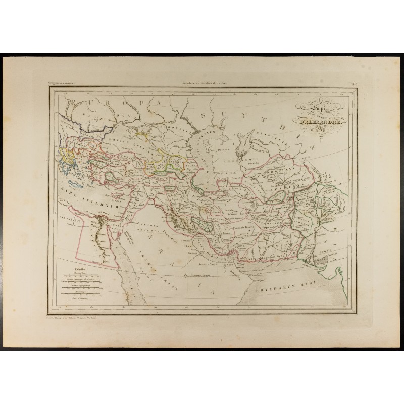 Gravure de 1846 - Carte de l'Empire d'Alexandre le Grand - 1