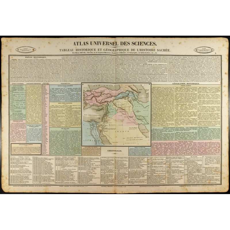 Gravure de 1837 - Histoire sacrée - Carte géographique - 1
