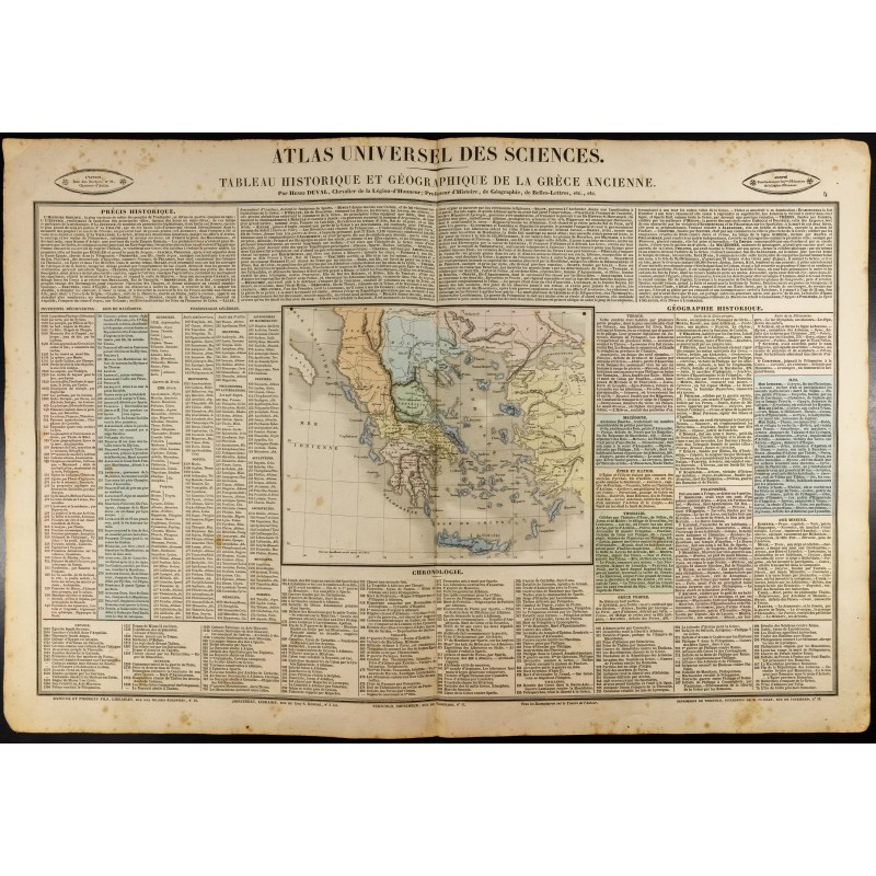Gravure de 1837 - Histoire de la Grèce ancienne - Carte géographique - 1
