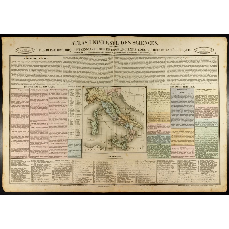 Gravure de 1837 - Carte - Histoire de la Rome ancienne - 1