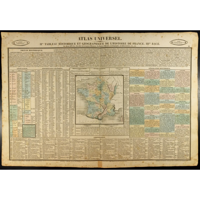 Gravure de 1837 - Histoire de France des Capétiens - Carte - 1