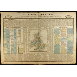 Gravure de 1837 - Royaume d'Angleterre et d'Ecosse - Histoire et carte - 1