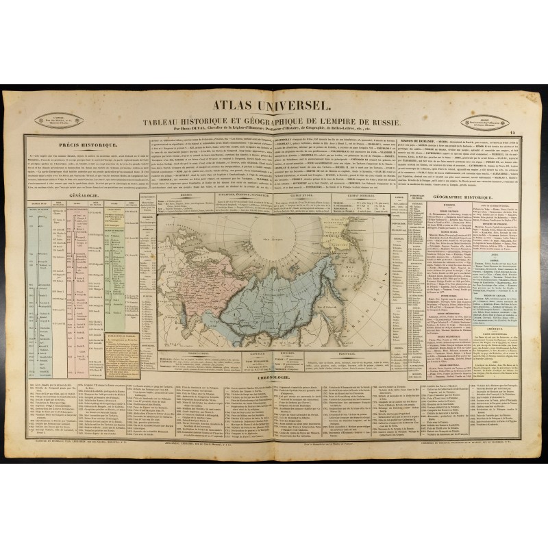 Gravure de 1837 - Histoie de l'Empire de Russie - Carte - 1