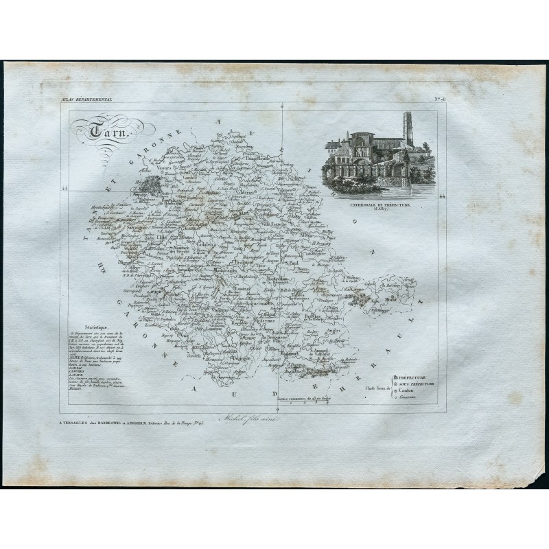 Gravure de 1830 - Carte ancienne du Tarn - 1