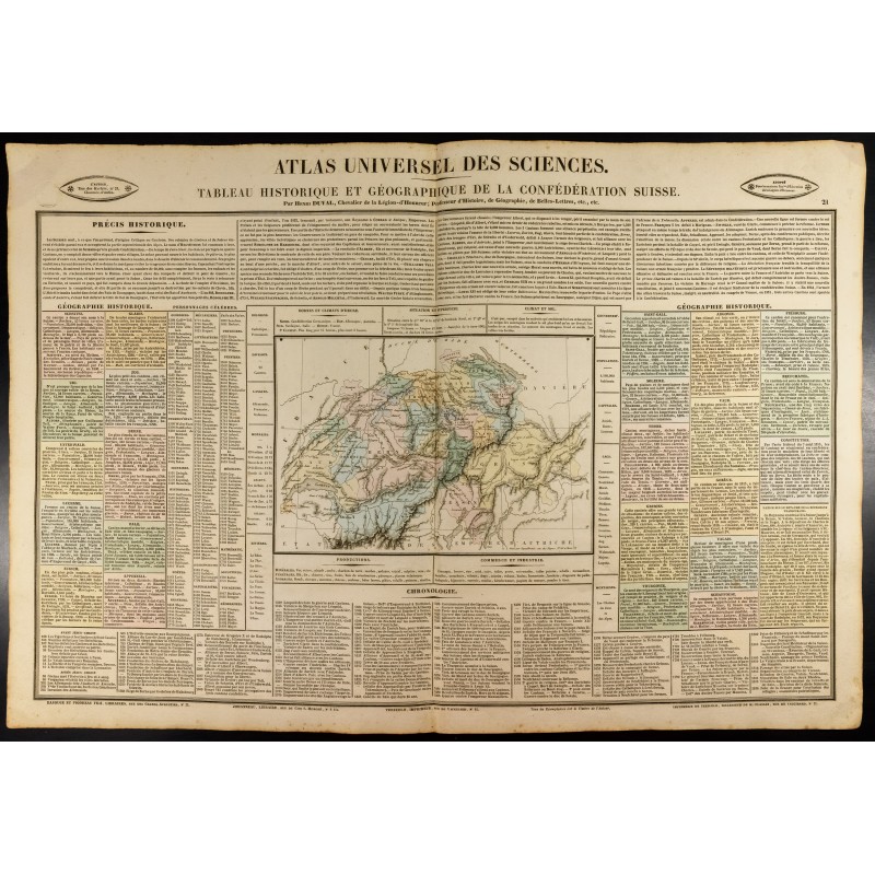 Gravure de 1837 - Histoire et géographique de la Suisse - 1