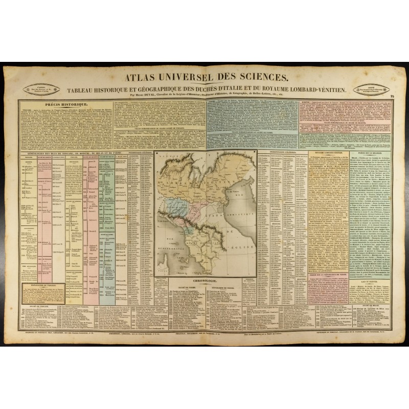 Gravure de 1837 - Histoire des duchés d'Italie et du Royaume Lombard-Vénitien - 1