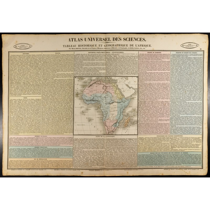 Gravure de 1837 - Histoire et géographie de l'Afrique - 1