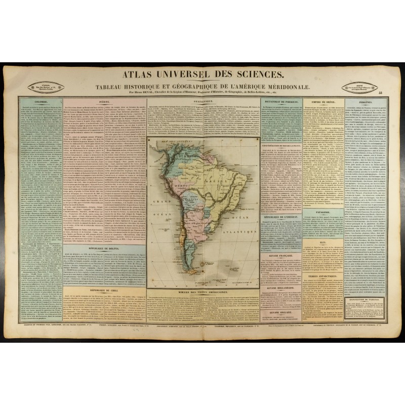 Gravure de 1837 - Histoire et Géographie de l'Amérique du sud - 1