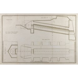 Gravure de 1800ca - Gravure architecture militaire - Plan poterne, courtine, fortification - 1