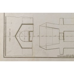 Gravure de 1800ca - Gravure architecture militaire - Plan poterne, courtine, fortification - 5