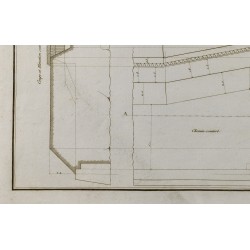 Gravure de 1800ca - Gravure architecture militaire - Plan profil et élévation d'une traverse de place - 5