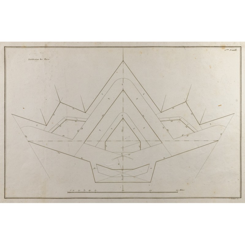Gravure de 1800ca - Gravure architecture militaire - Plan ancien fortification des places - 1