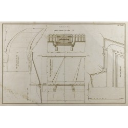 Gravure de 1800ca - Gravure architecture militaire - Chemin couvert et demi-lune - 1