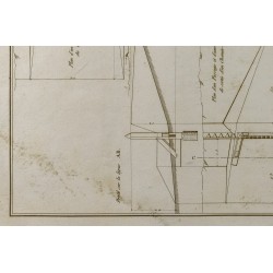 Gravure de 1800ca - Gravure architecture militaire - Chemin couvert et demi-lune - 5