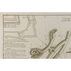 Gravure de 1800ca - Gravure architecture militaire - Vieux plan addition d'une enceinte - 3