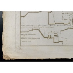 Gravure de 1800ca - Gravure architecture militaire - Relief, escarpe, fortification - 4